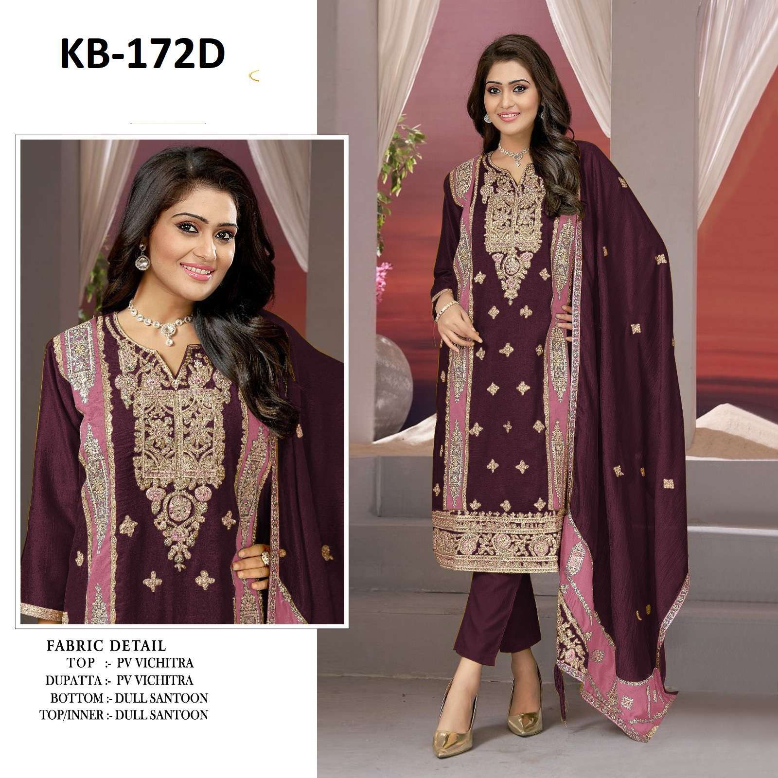 Kb Super Hit 172 Designer Embroidery Surat Embroidered Salwar Kameez Wholesale
