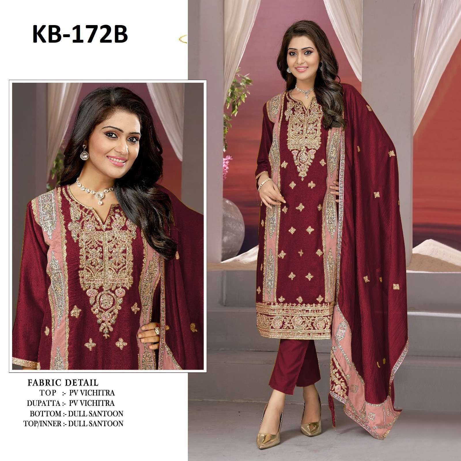 Kb Super Hit 172 Designer Embroidery Surat Embroidered Salwar Kameez Wholesale