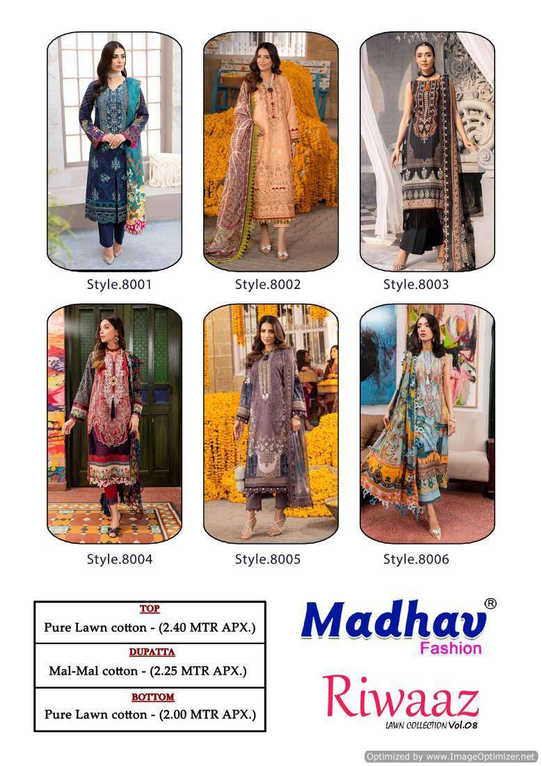 Madhav Riwaaz Vol 8 Cotton Dress Material Surat textile wholesale price