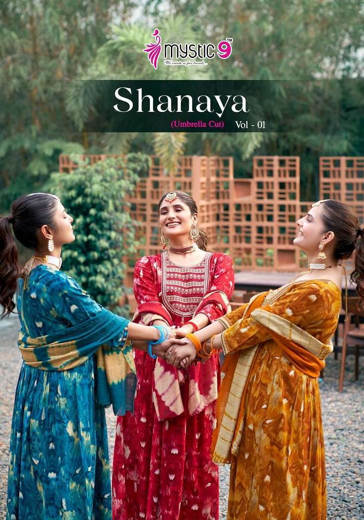 Mystic9 Shanaya Vol-1 – Umbrella Cut urti fabrics in Ahmedabad
