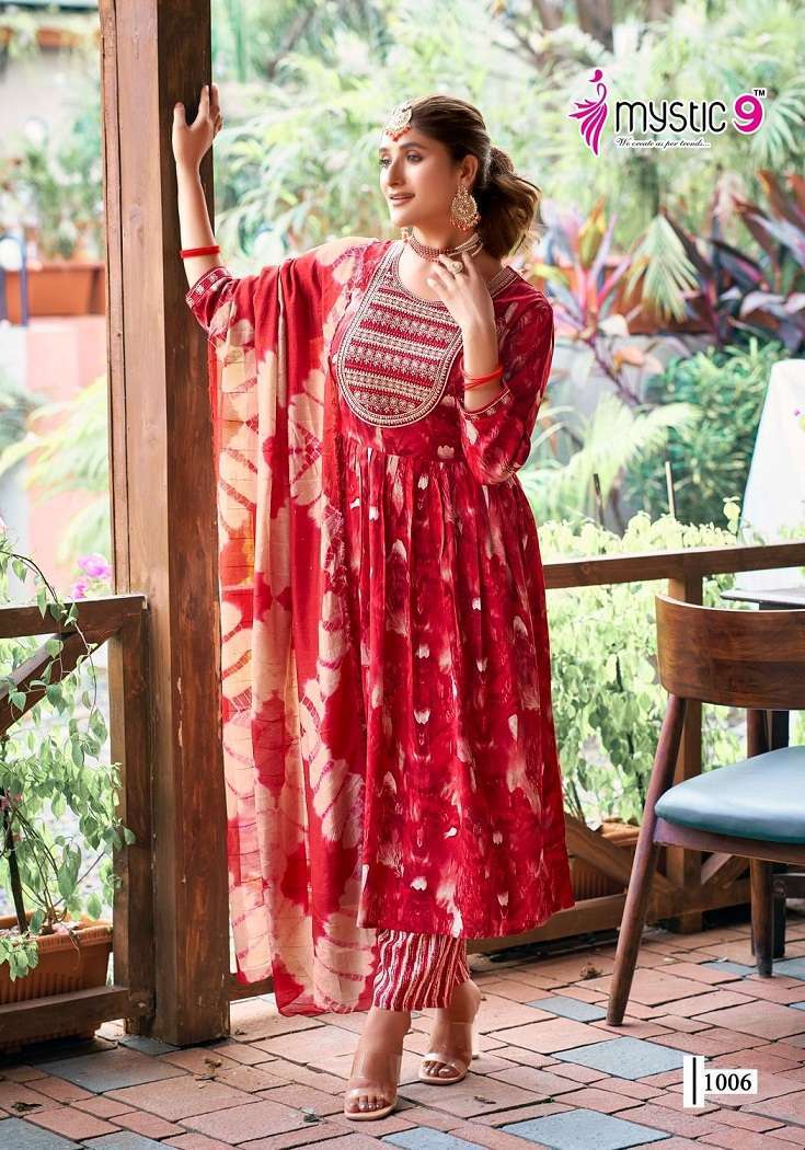 Mystic9 Shanaya Vol-1 – Umbrella Cut urti fabrics in Ahmedabad