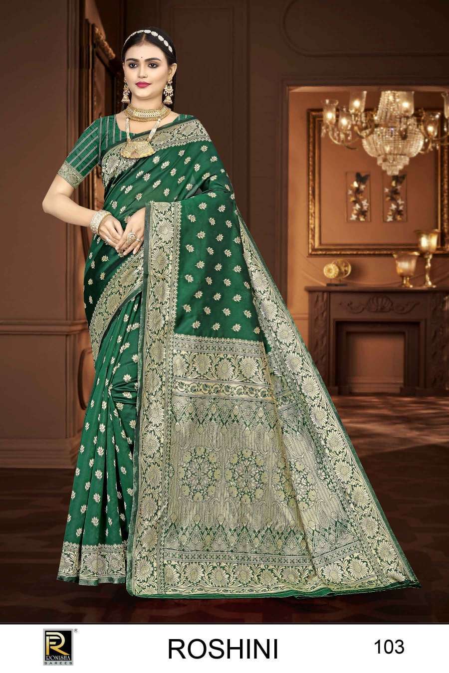Ronisha Roshini Banarasi Silk Embroidered sarees wholesale