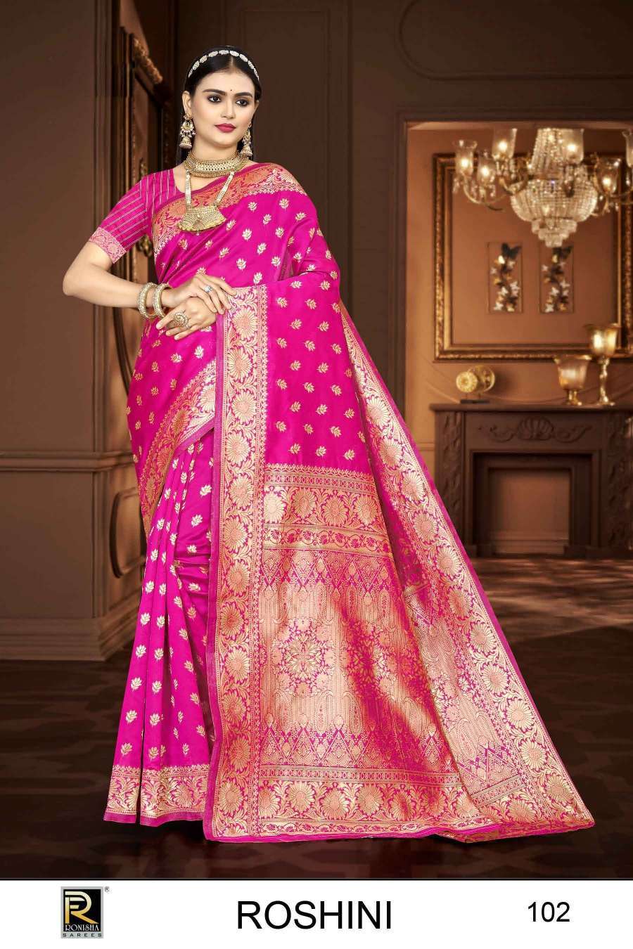 Ronisha Roshini Banarasi Silk Embroidered sarees wholesale