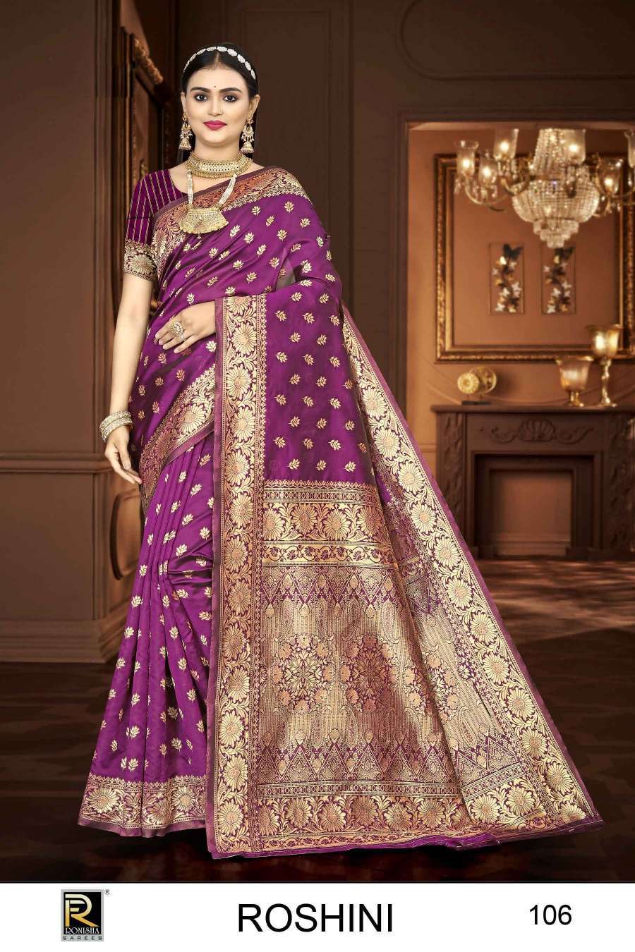 Ronisha Roshini Banarasi Silk Embroidered sarees wholesale