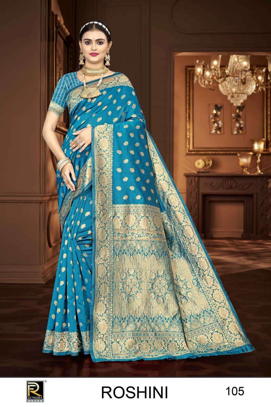 Ronisha Roshini Banarasi Silk Embroidered sarees wholesale