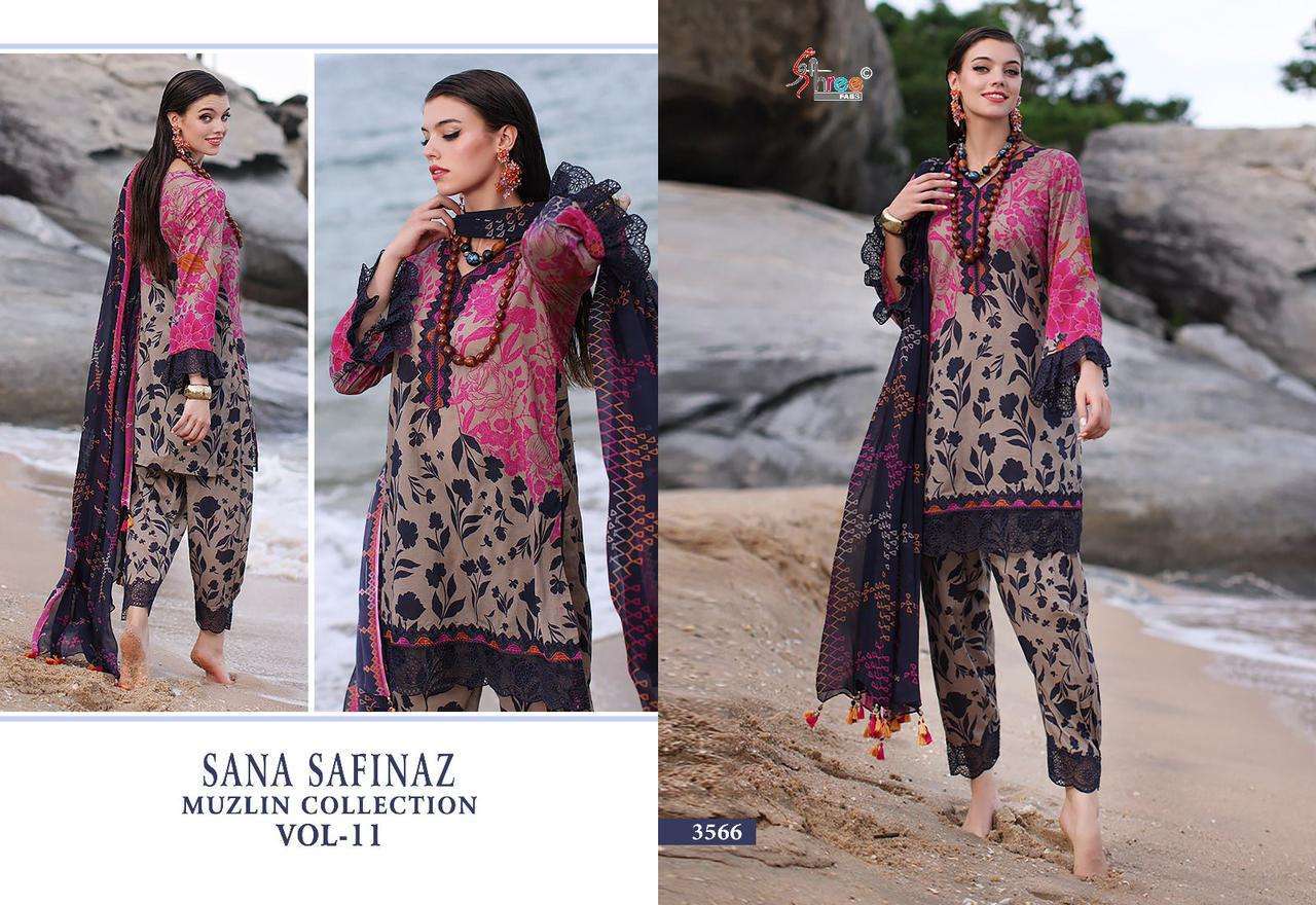 Shree Sana Safinaz Muzlin Vol 11 Chiffon Dupatta Pakistani cotton suits wholesale