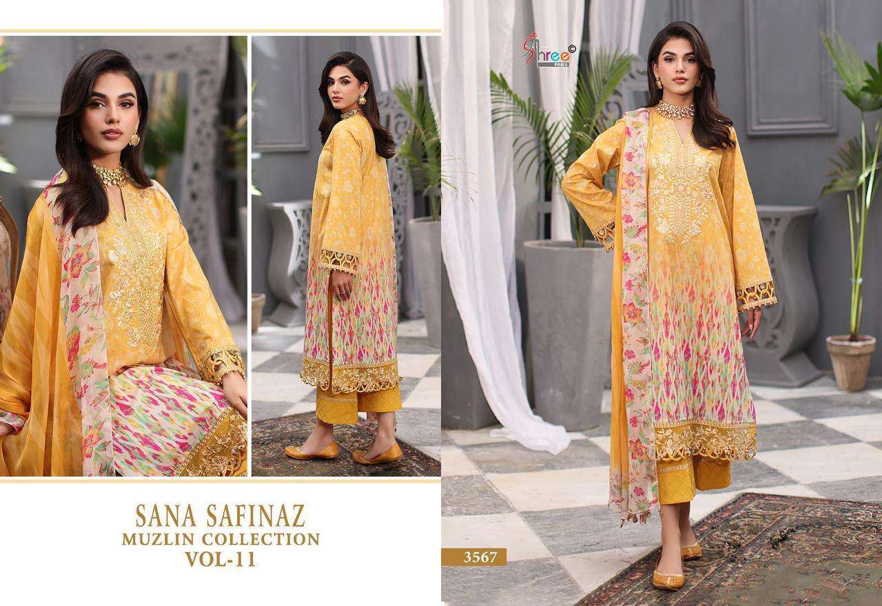 Shree Sana Safinaz Muzlin Vol 11 Chiffon Dupatta Pakistani cotton suits wholesale