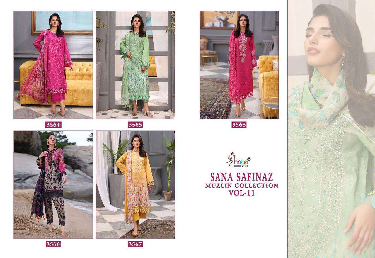 Shree Sana Safinaz Muzlin Vol 11 Chiffon Dupatta Pakistani cotton suits wholesale