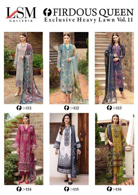 Lsm Firdous Queen Vol 11 Heavy Lawn Cotton Dress Material Bulk clothing manufacturers in India