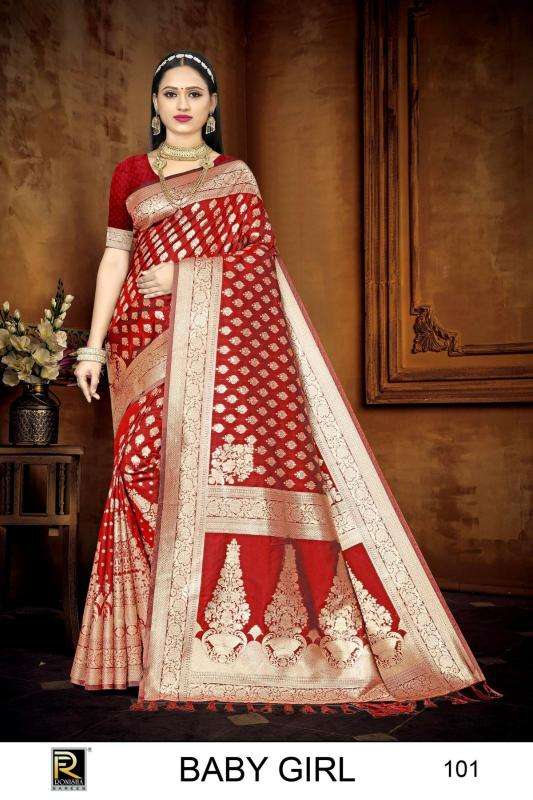 Ronisha Baby Girl Banarasi Silk Embroidered Sarees wholesale Bangalore