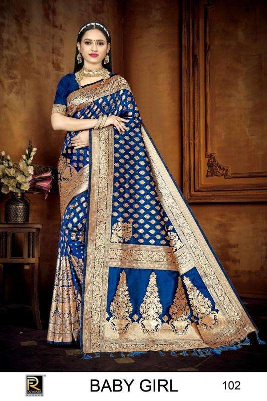 Ronisha Baby Girl Banarasi Silk Embroidered Sarees wholesale Bangalore