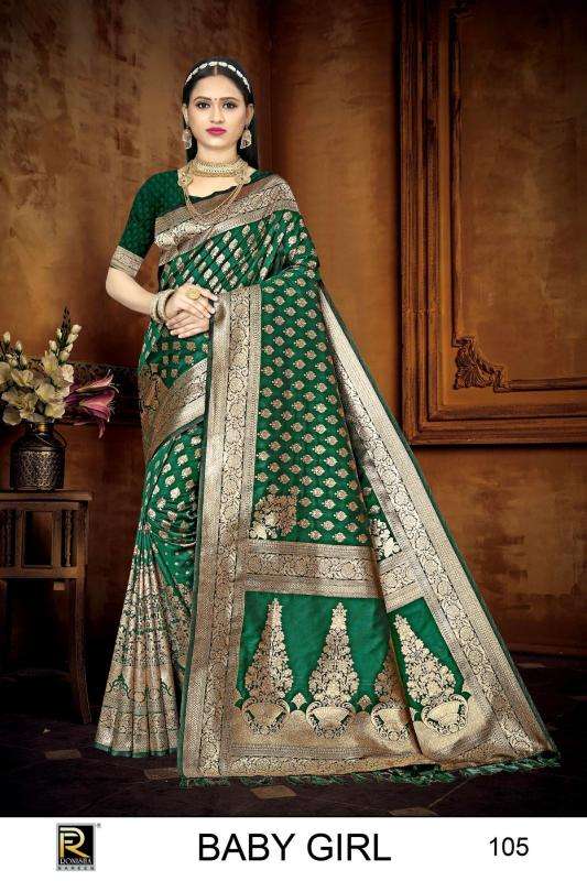 Ronisha Baby Girl Banarasi Silk Embroidered Sarees wholesale Bangalore