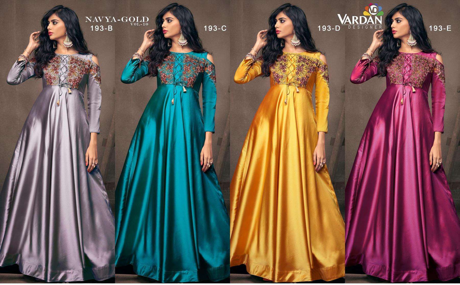 Vardan Designer Navya Vol-10 Gold  Gown Kurti Wholesale distributors in Allahabad