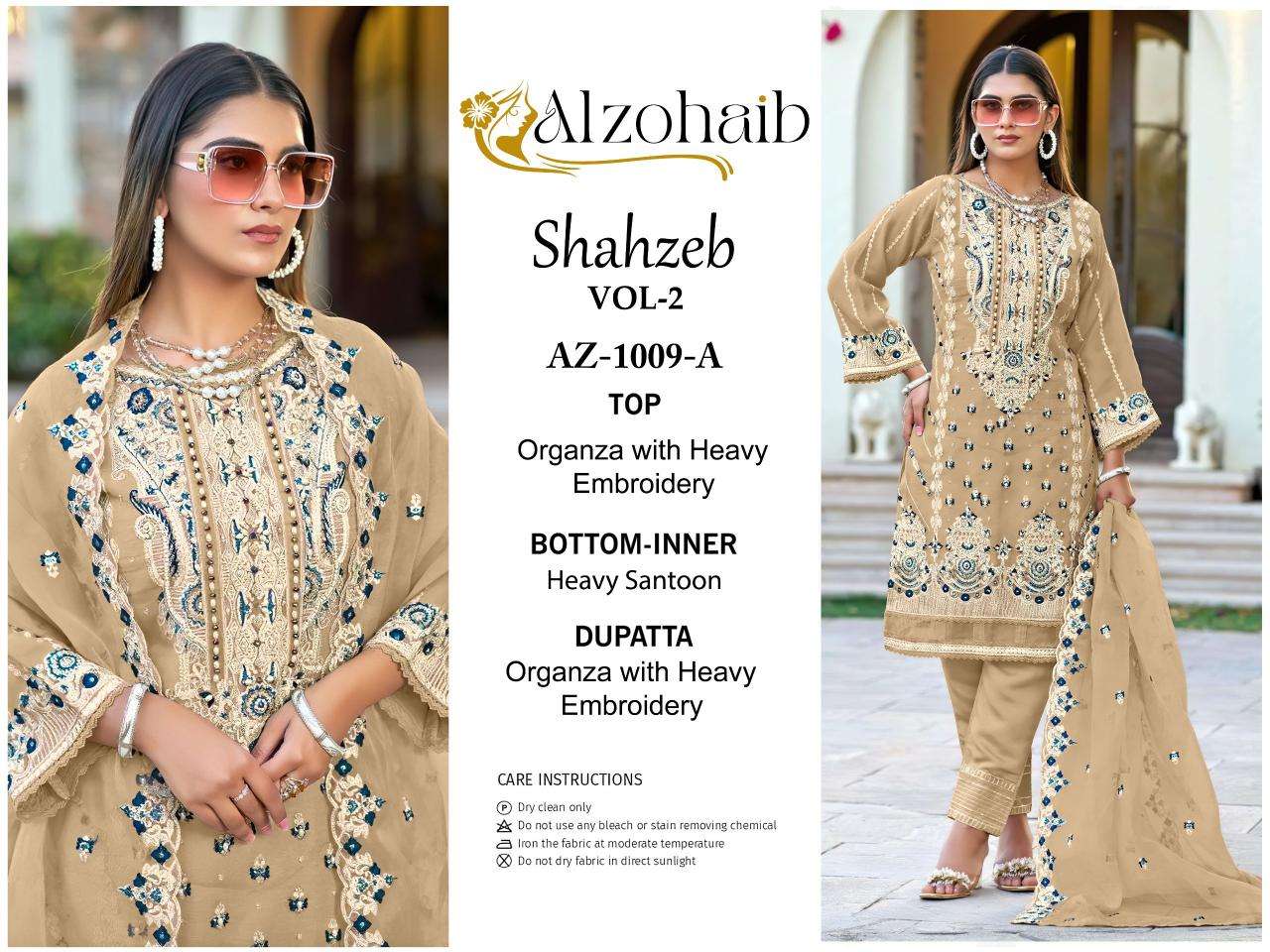 Alzohaib Shahzeb Vol 2 Organza Latest Salwar Kameez designs wholesale
