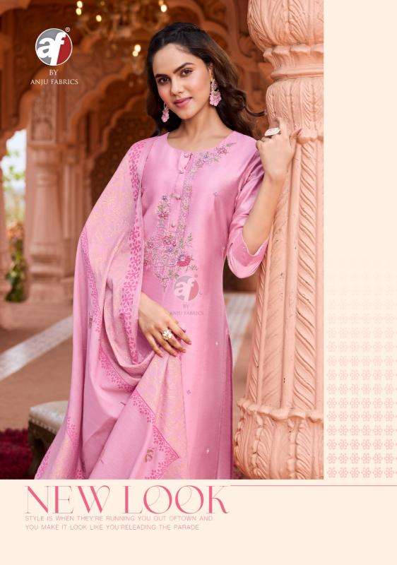 anju G 9876-78 BY ANJU FABRIC PURE TISSUE SHIMMER HANDWORK KURTI PANT