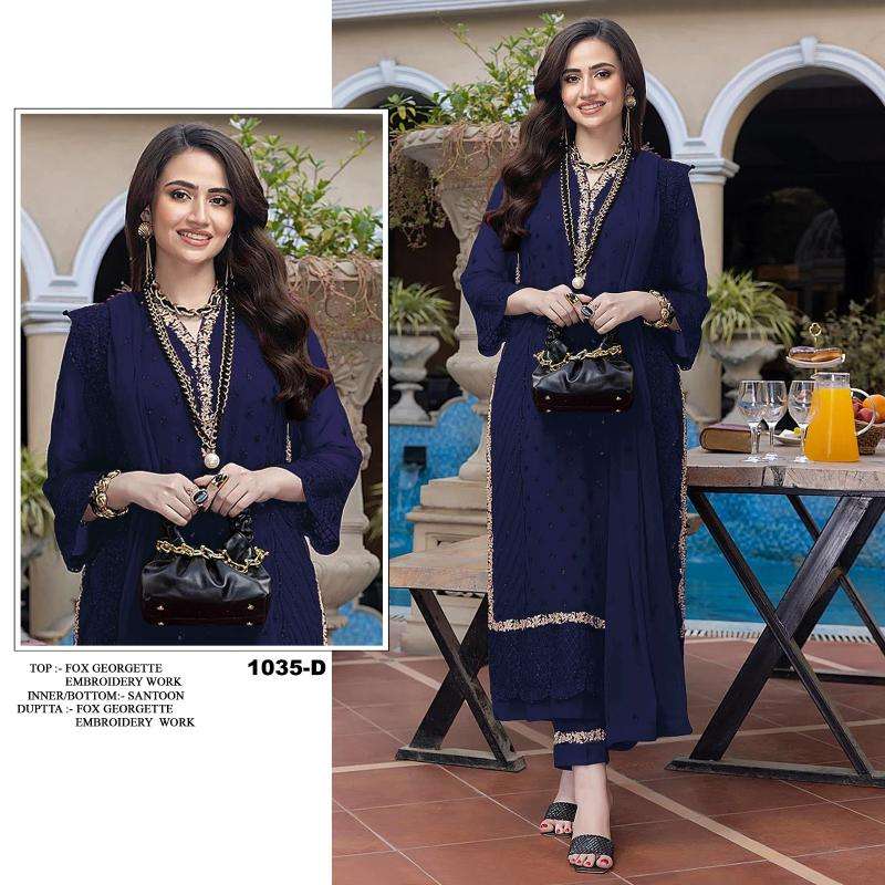 Ct 1035 Georgette Embroidered Designer Salwar Kameez wholesalers in Kolkata