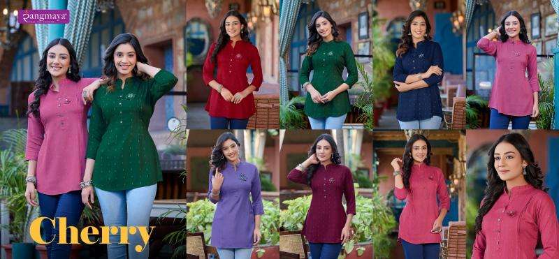 Rangmaya Cherry Rayon Dobby Tunic Top Latest kurti designs