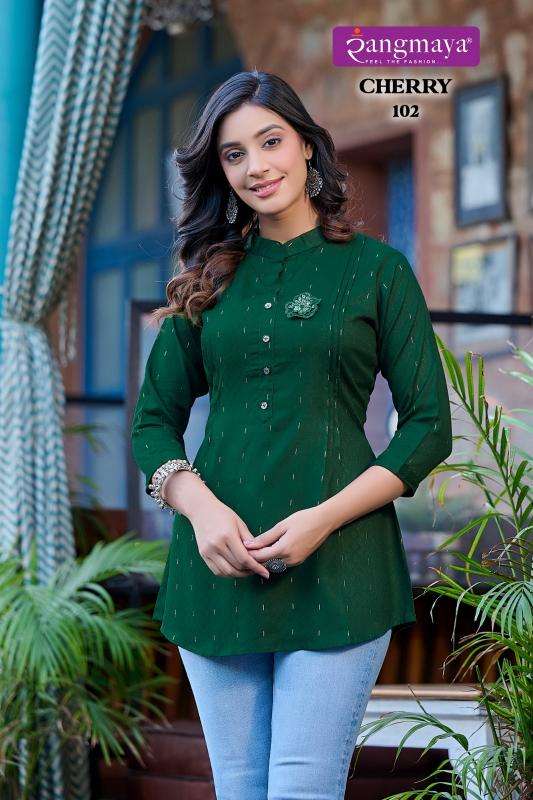 Rangmaya Cherry Rayon Dobby Tunic Top Latest kurti designs