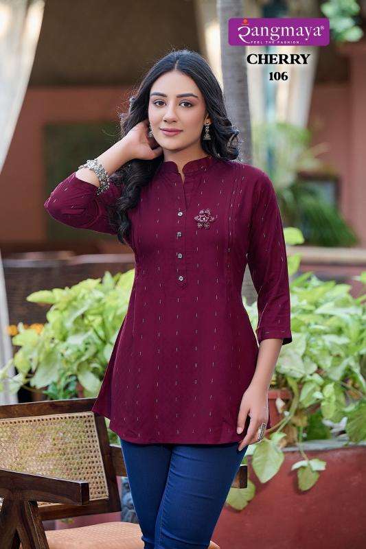 Rangmaya Cherry Rayon Dobby Tunic Top Latest kurti designs