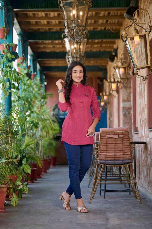 Rangmaya Cherry Rayon Dobby Tunic Top Latest kurti designs