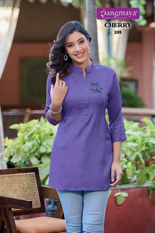 Rangmaya Cherry Rayon Dobby Tunic Top Latest kurti designs