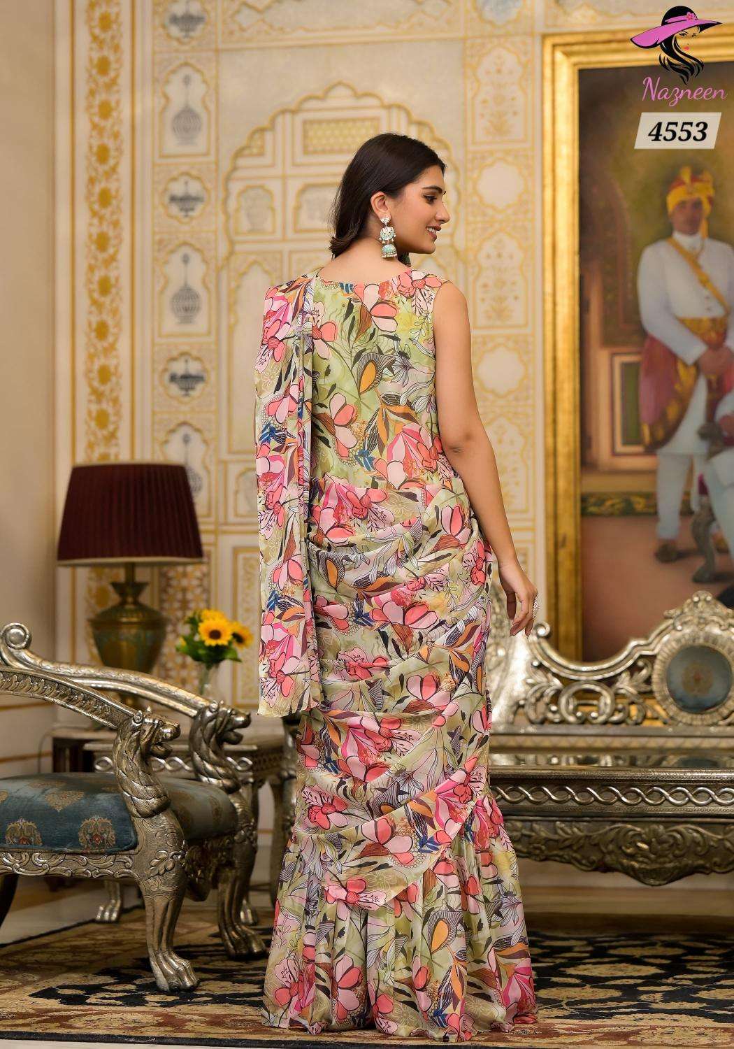 Nazneen Floral Ashwini Georgette Ready To Wear Kolkata saree wholesale market online