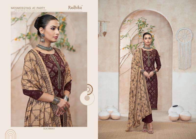 Radhika Azara Black Berry Vol 13 Printed Dress Materials