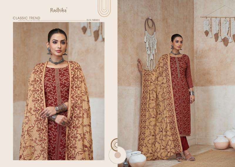 Radhika Azara Black Berry Vol 13 Printed Dress Materials