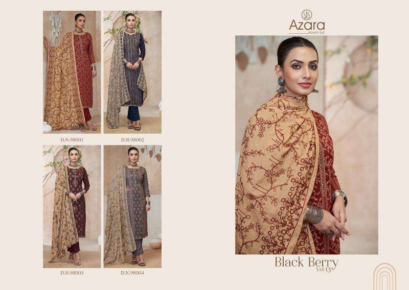 Radhika Azara Black Berry Vol 13 Printed Dress Materials