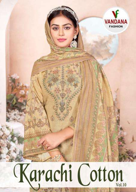 VANDANA KARACHI COTTON VOL 10 georgette dress material wholesale