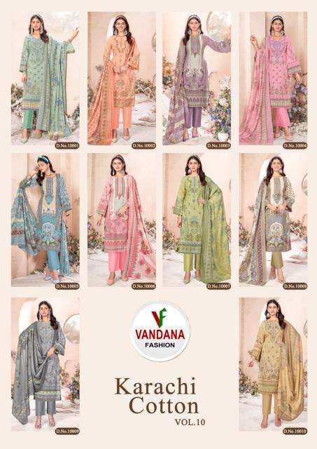 VANDANA KARACHI COTTON VOL 10 georgette dress material wholesale