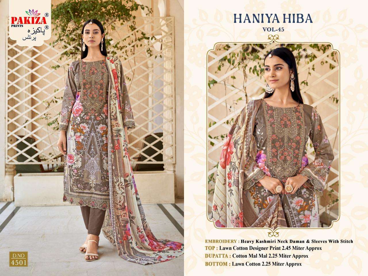 Pakiza Haniya Hiba 45 dress material wholesale in vadodara