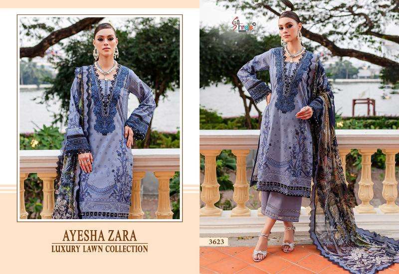 Shree Ayesha Zara Luxury Lawn Collection 2 Chiffon Dupatta Party wear Salwar Kameez in Ahmedabad