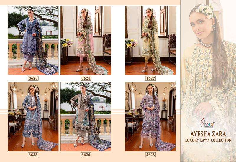 Shree Ayesha Zara Luxury Lawn Collection 2 Chiffon Dupatta Party wear Salwar Kameez in Ahmedabad