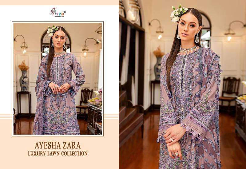 Shree Ayesha Zara Luxury Lawn Collection 2 Chiffon Dupatta Party wear Salwar Kameez in Ahmedabad