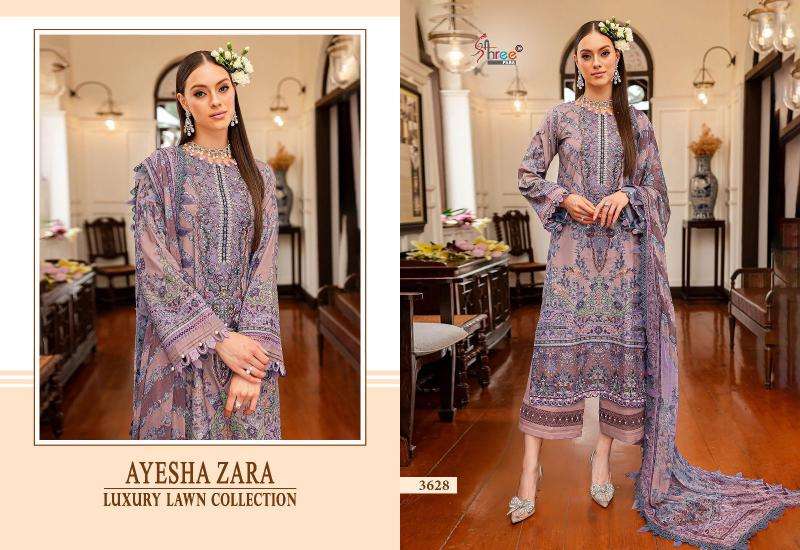 Shree Ayesha Zara Luxury Lawn Collection 2 Chiffon Dupatta Party wear Salwar Kameez in Ahmedabad