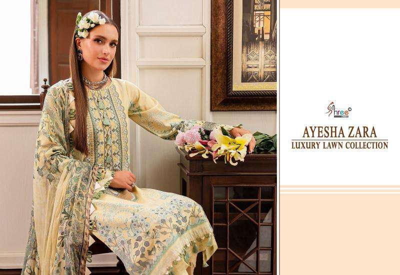 Shree Ayesha Zara Luxury Lawn Collection 2 Chiffon Dupatta Party wear Salwar Kameez in Ahmedabad