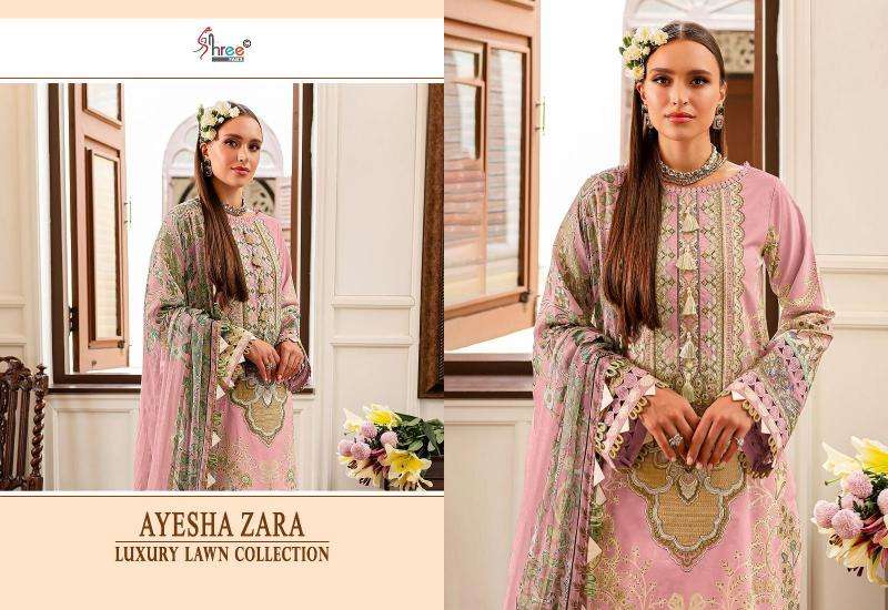 Shree Ayesha Zara Luxury Lawn Collection 2 Chiffon Dupatta Party wear Salwar Kameez in Ahmedabad