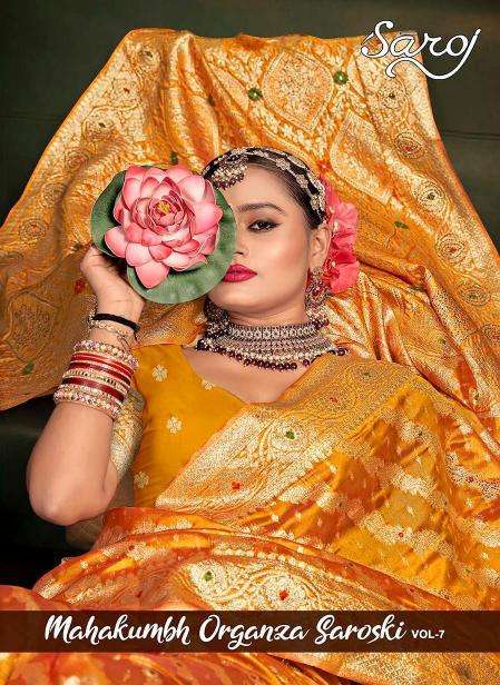 Saroj Mahakumbh organza sarovski vol.7 wholesale sarees online shopping