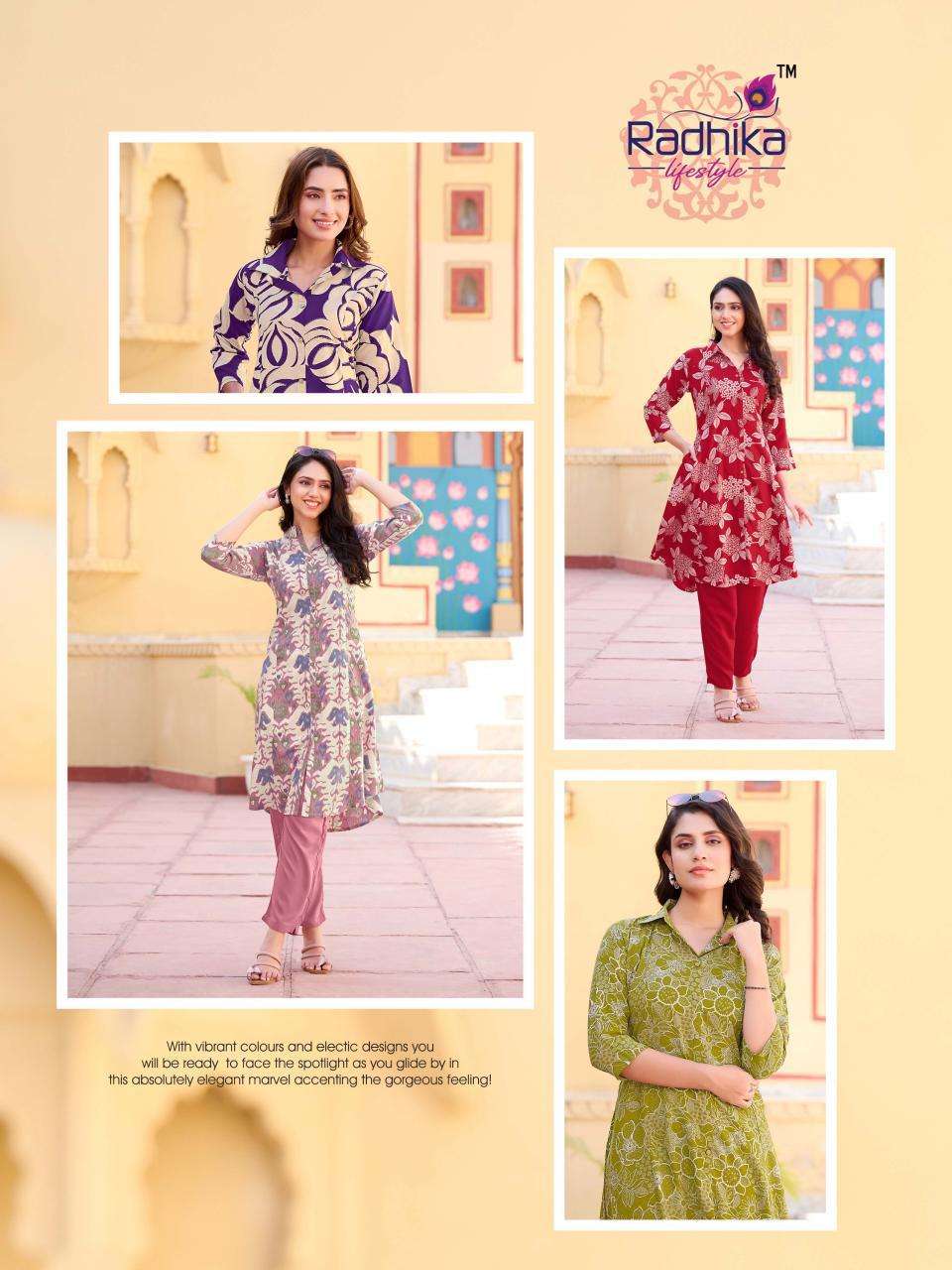 Radhika Lifestyle Zalak Vol 1 cord set Designer Kurtis in Mumbai