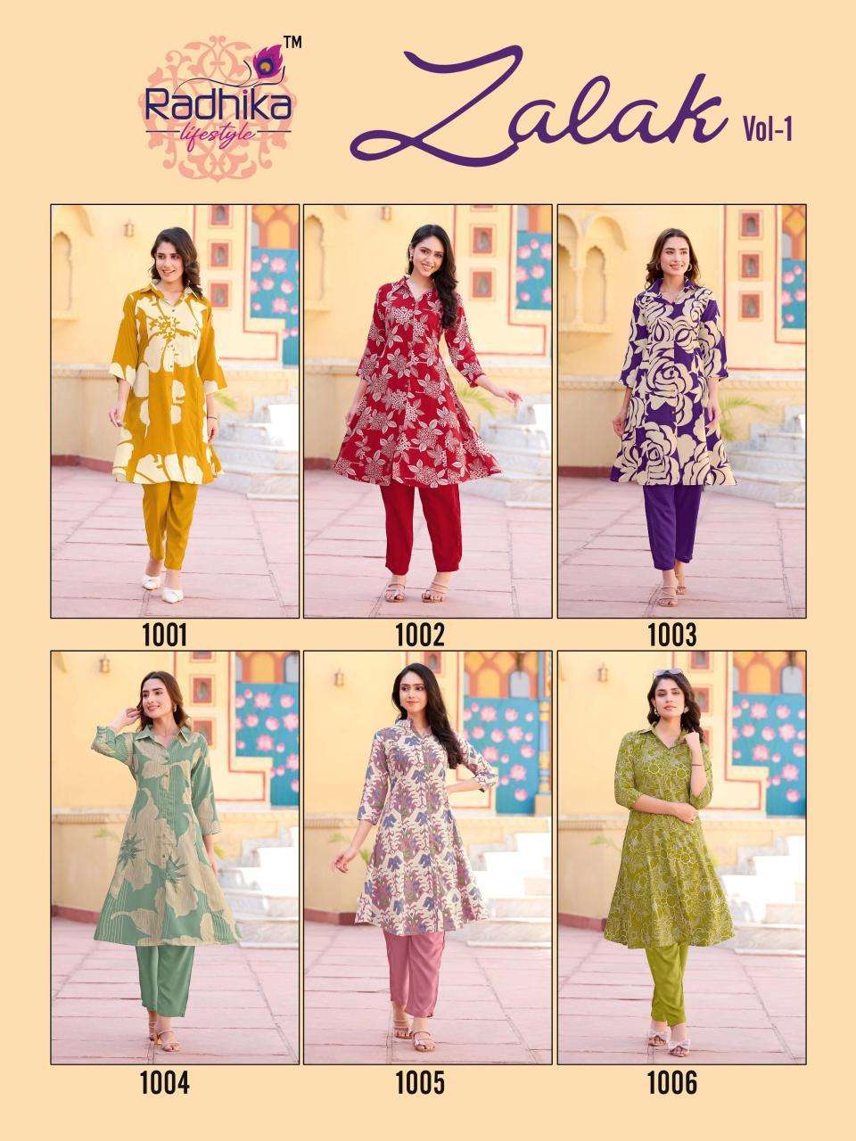 Radhika Lifestyle Zalak Vol 1 cord set Designer Kurtis in Mumbai