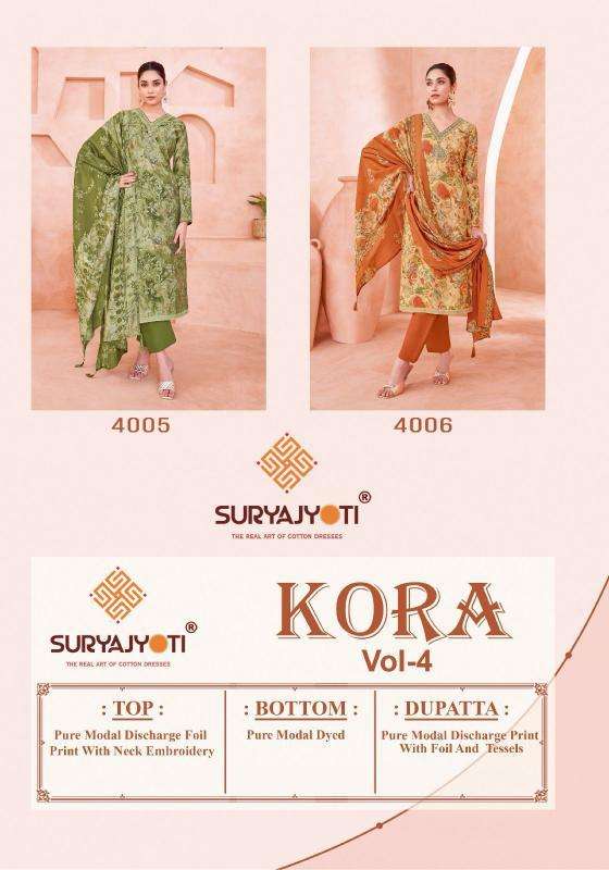 SuryaJyoti Kora Vol-04 Dress Material Wholesale