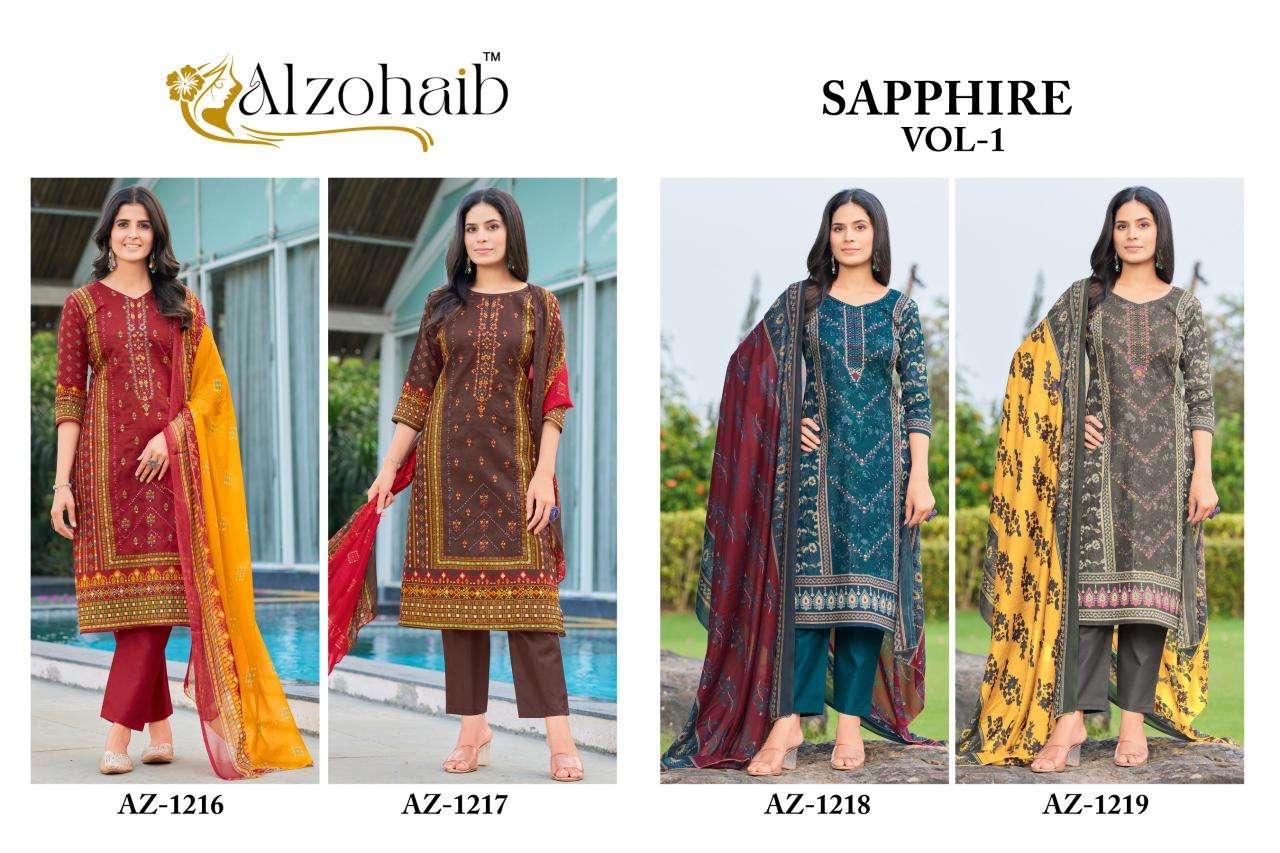 Alzohaib sapphire vol 1 Wholesale dress materials suppliers