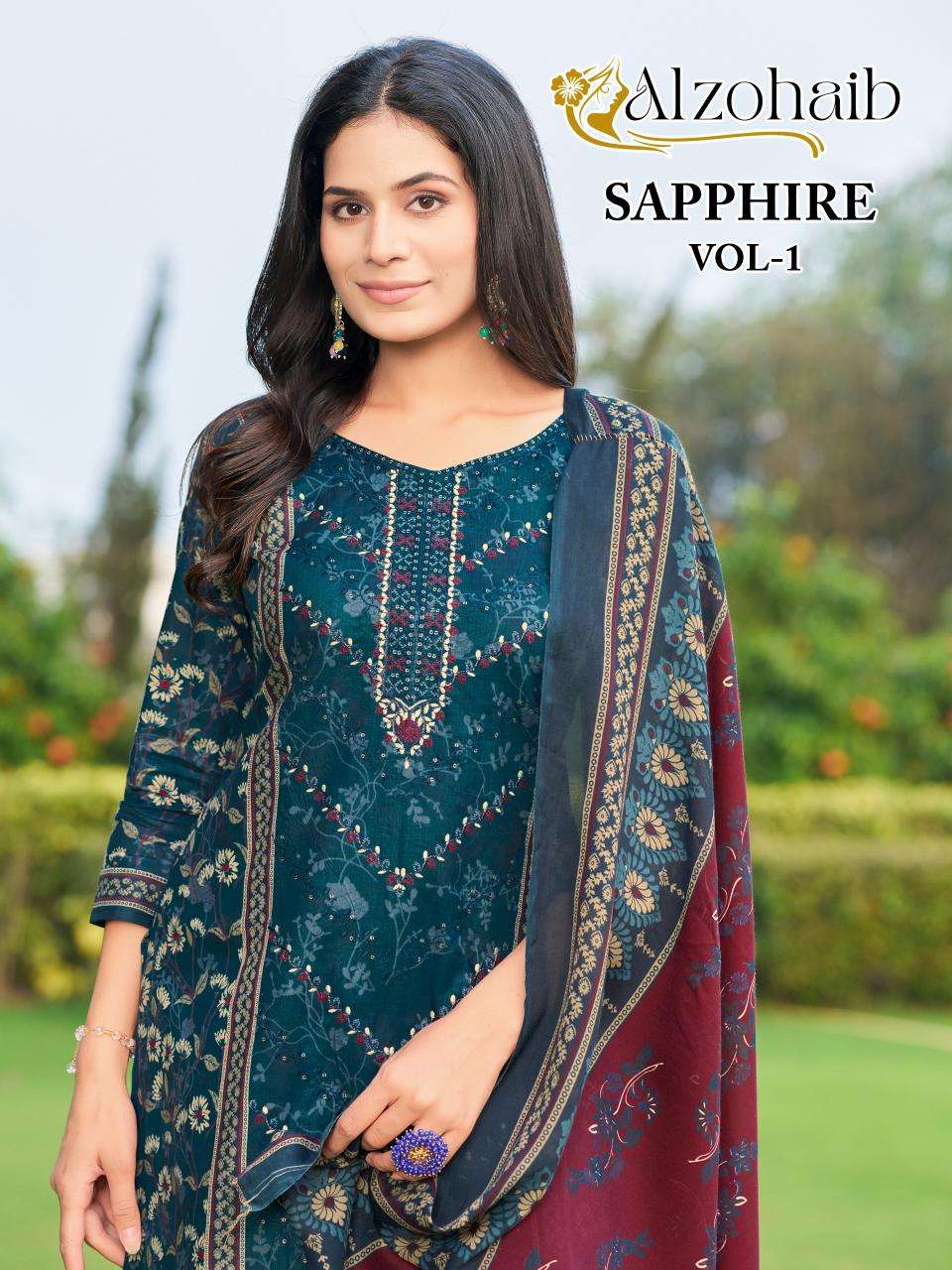 Alzohaib sapphire vol 1 Wholesale dress materials suppliers