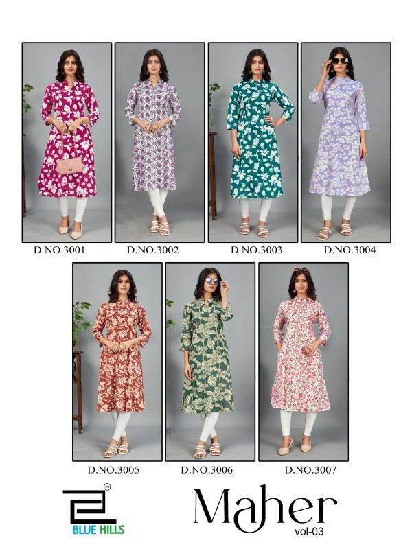 Blue hills maher vol 3 designer kurtis manufacturers in surat