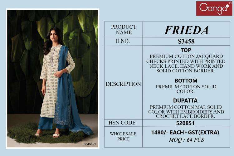 Ganga frieda 3458 Bulk buy Pakistani suits in Surat