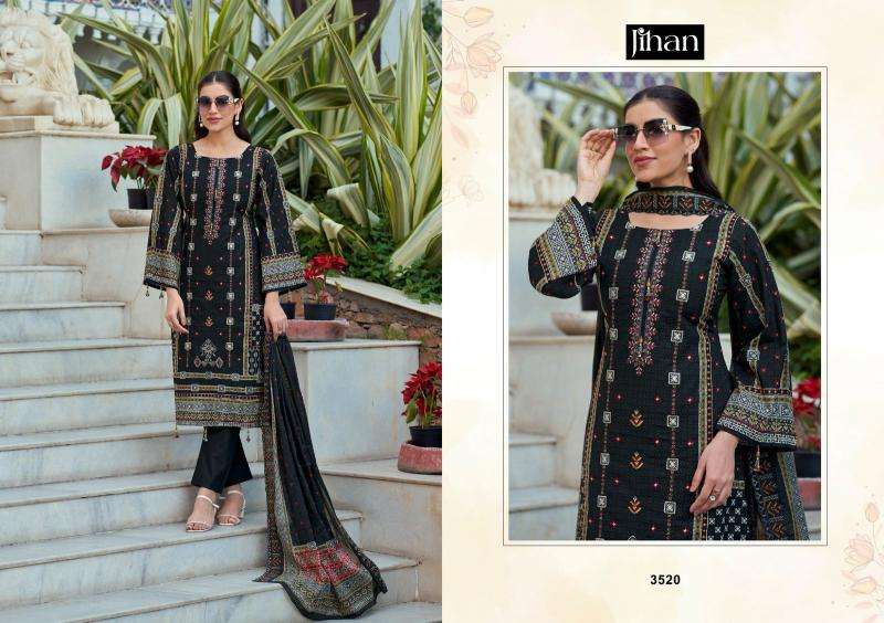 Jihan preset bin saeed lawn print Cotton dress material suppliers in Gujarat