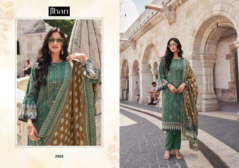 Jihan preset bin saeed lawn print Cotton dress material suppliers in Gujarat