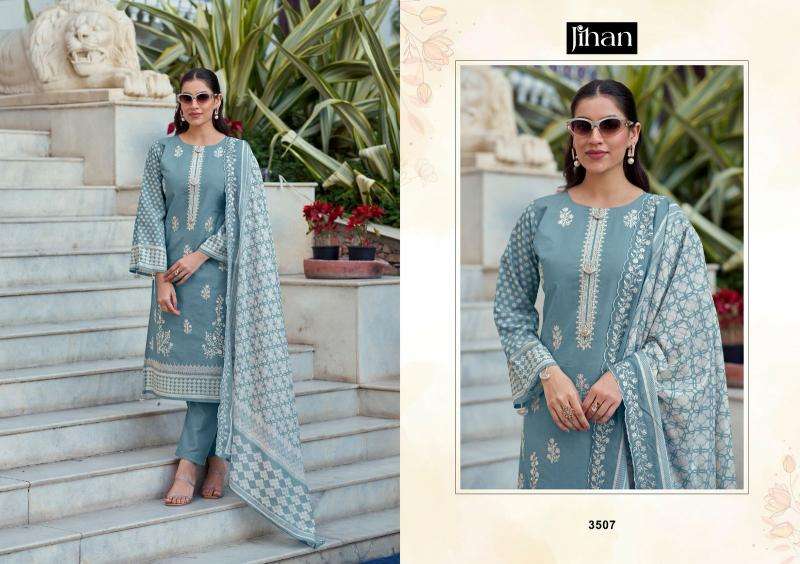 Jihan preset bin saeed lawn print Cotton dress material suppliers in Gujarat