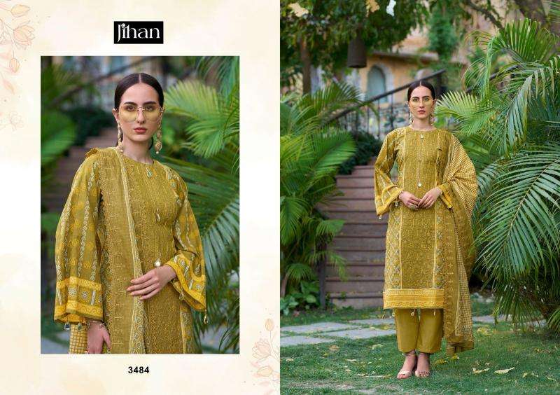 Jihan preset bin saeed lawn print Cotton dress material suppliers in Gujarat